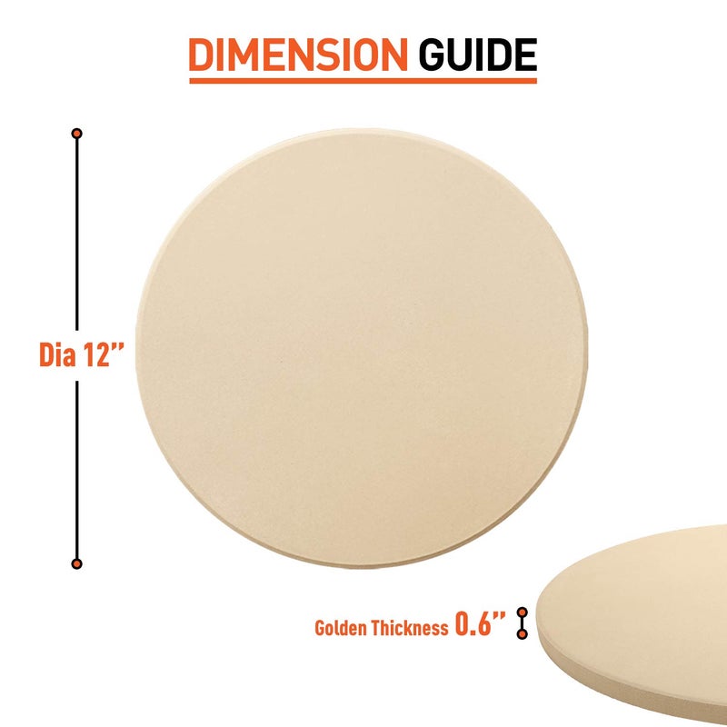 Arcedo 12 Inch Pizza Stone for Oven and Grill, 12" Baking Stone Round Cordierite Thermally Shock Resistant for Toaster Oven, Includes Scraper (0.6" Thick) - Image 2